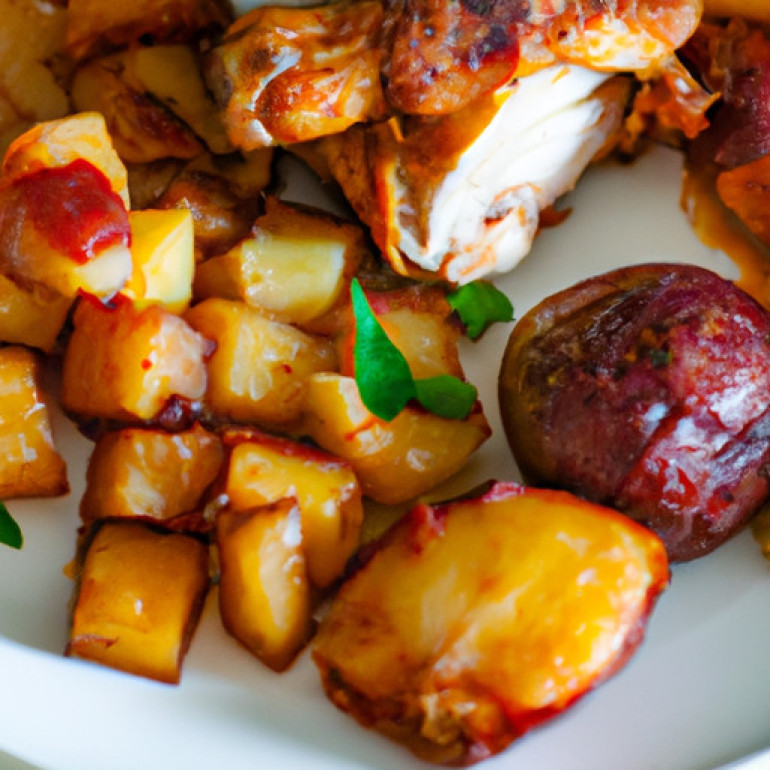 Savor the Ultimate Chicken Thighs with Apple, Bacon Delight, and Crispy Potatoes