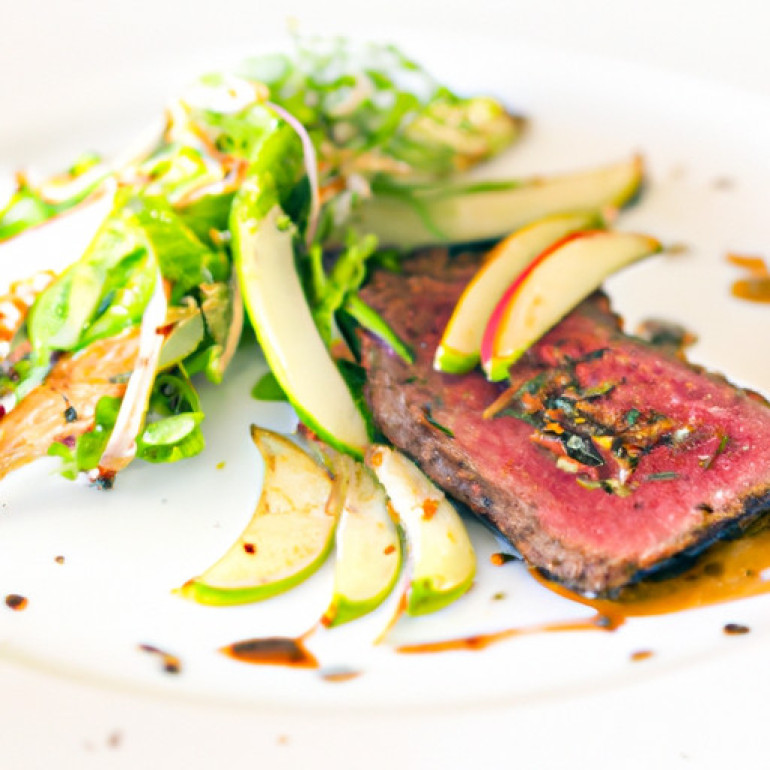 Delicious Coffee-Crusted Hanger Steak with Apple Salad Recipe