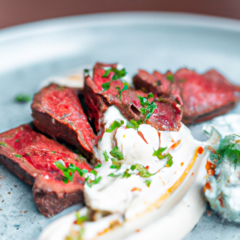 Irresistible Marinated Skirt Steak with Creamy Bleu Cheese Drizzle