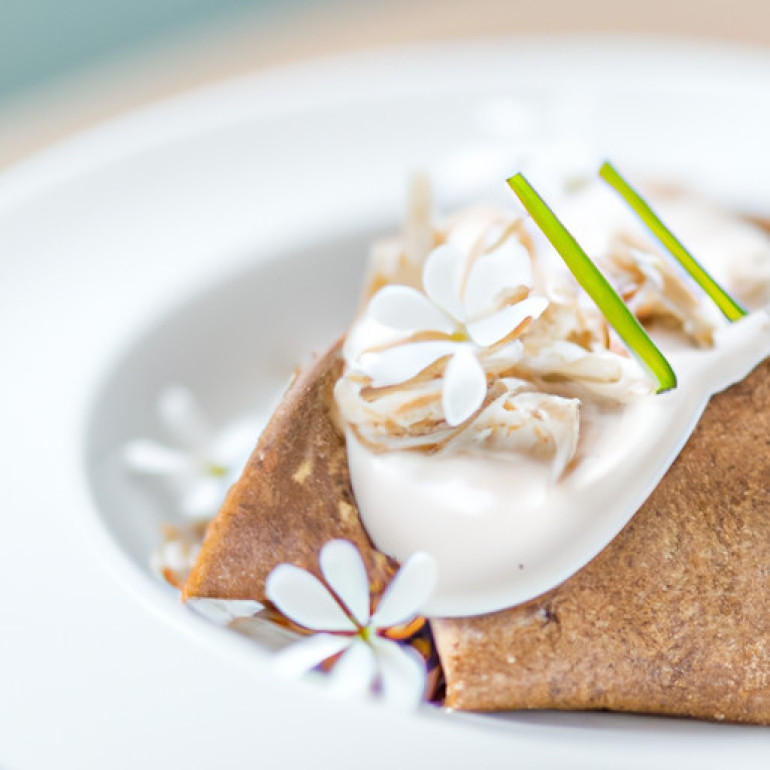 Delicious Buckwheat Crepes topped with Fluffy Coconut Cream