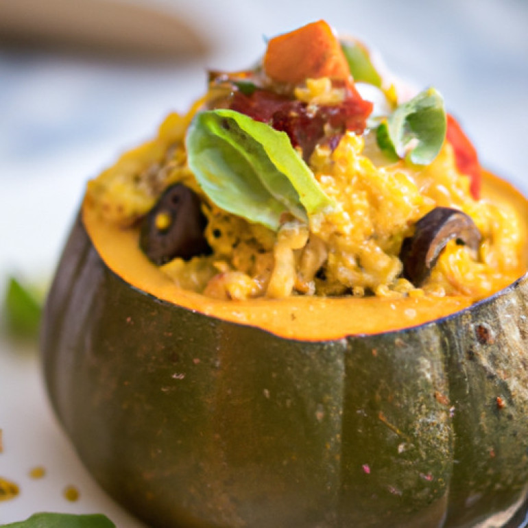 Delicious Vegan Acorn Squash with Israeli Couscous Filling