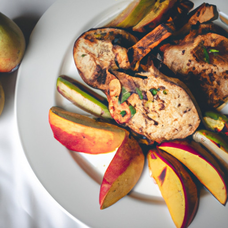 Savory Lemon Pepper Pork Chops with Baked Apple Delight