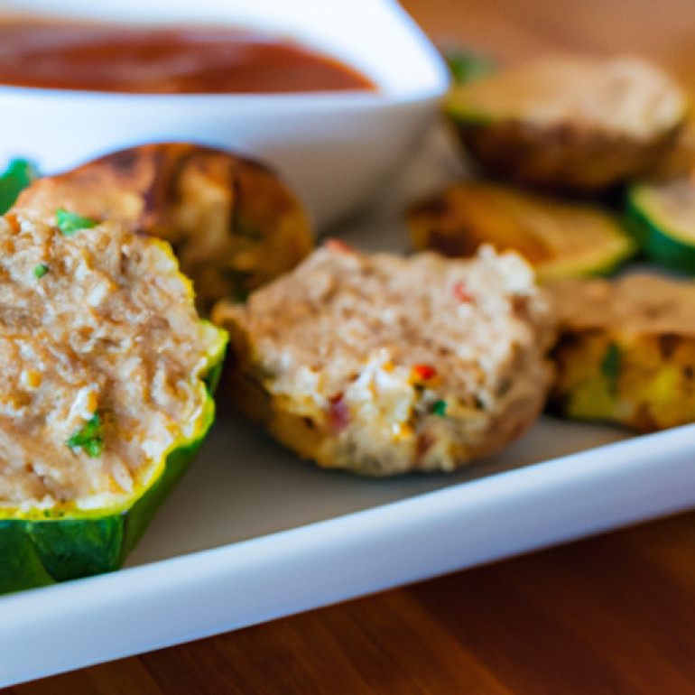 Savory Turkey Zucchini Meatballs with Roasted Pepper Dip