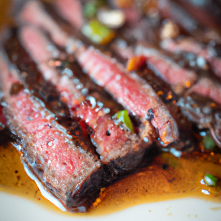 Sizzling Three-Pepper Rubbed Flat Iron Steak Recipe
