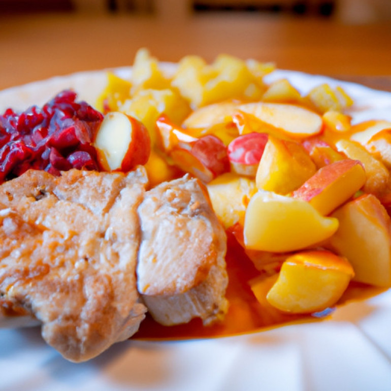 Savory Pork Chops with Apple, Sweet Potato, and Sauerkraut Medley