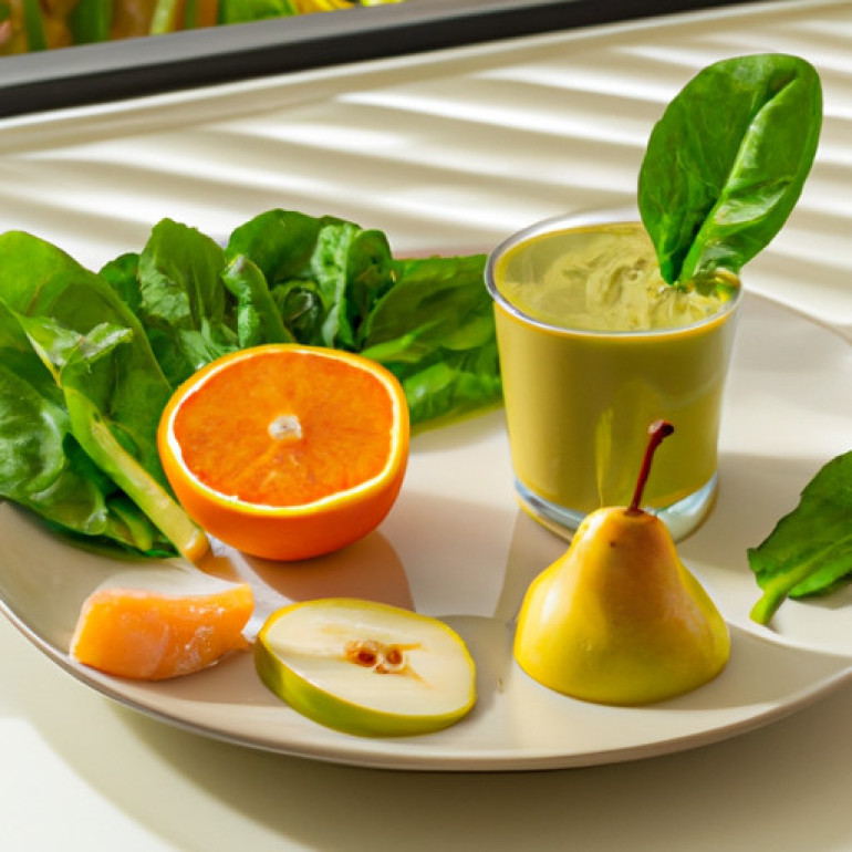 Zesty Orange and Pear Green Smoothie with Fresh Bok Choy Twist