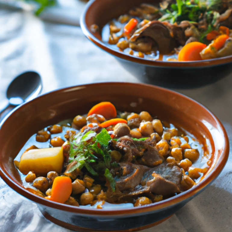 Savory Moroccan Lamb Soup with Lentils and Chickpeas