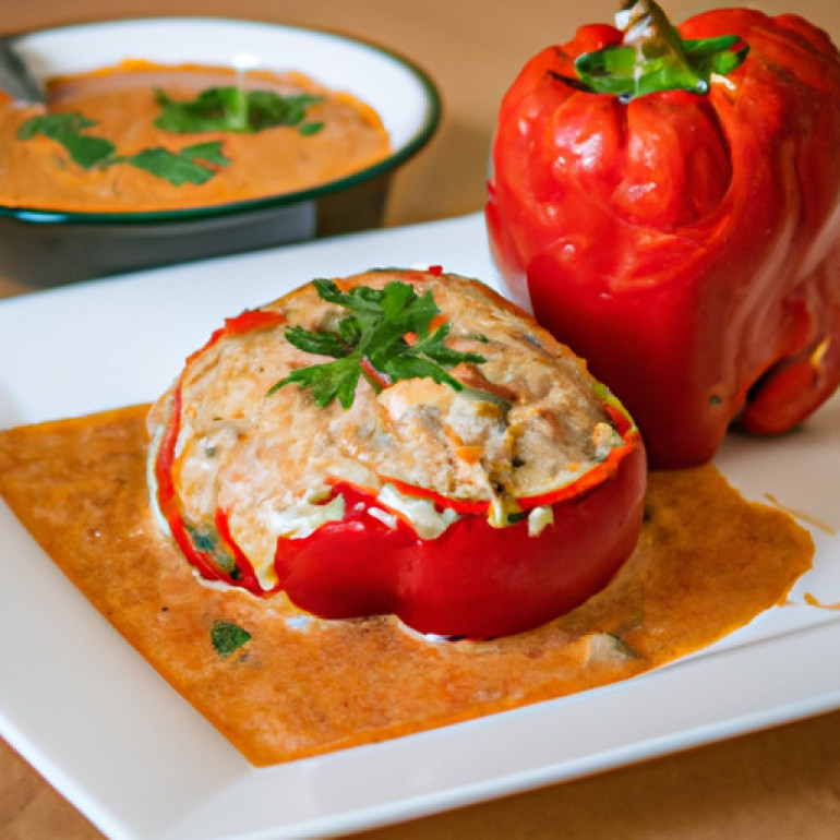 Savory Chicken Stuffed Peppers in Zesty Enchilada Sauce