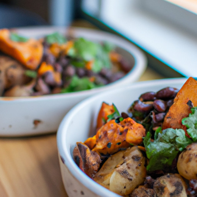 Savory Breakfast Bowls with Roasted Sweet Potatoes, Black Beans, and Chorizo