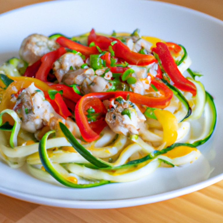 Ultimate Zucchini Noodle Medley with Summer Veggies & Chicken Sausage
