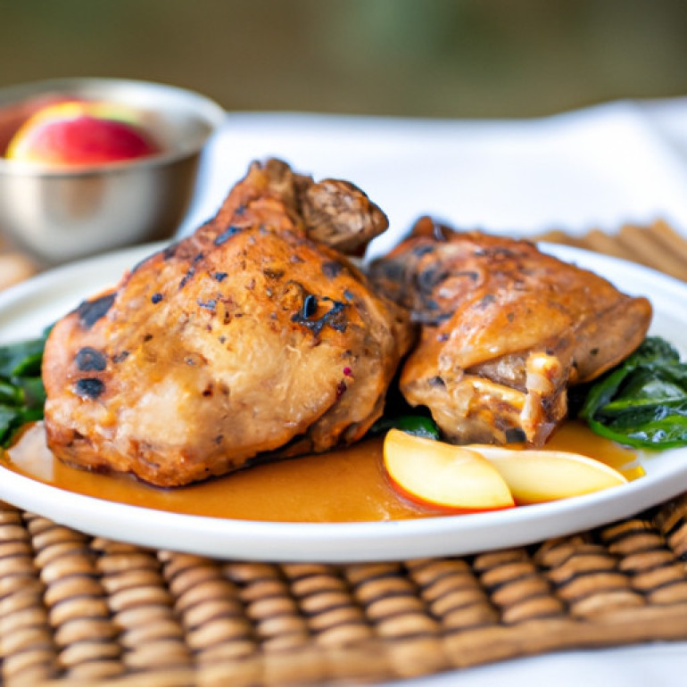 Savory Grilled Chicken Thighs with Mustard & Apple Cider Glaze