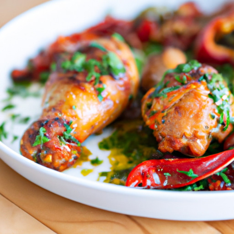 Savory Mediterranean Chicken with Stuffed Cherry Peppers Recipe
