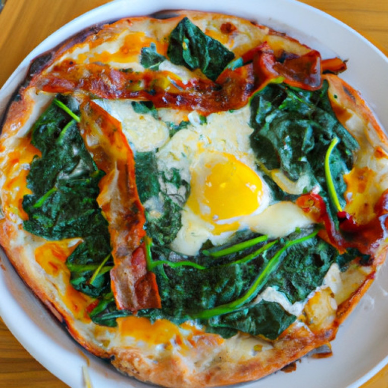 Savory Breakfast Pizza with Bacon, Egg, and Spinach