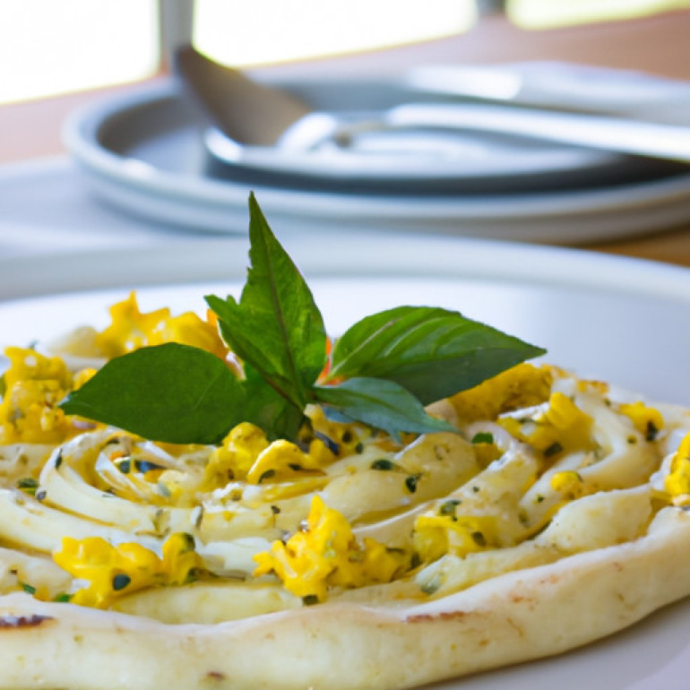 Savory Ricotta Naan with Spiralized Yellow Squash