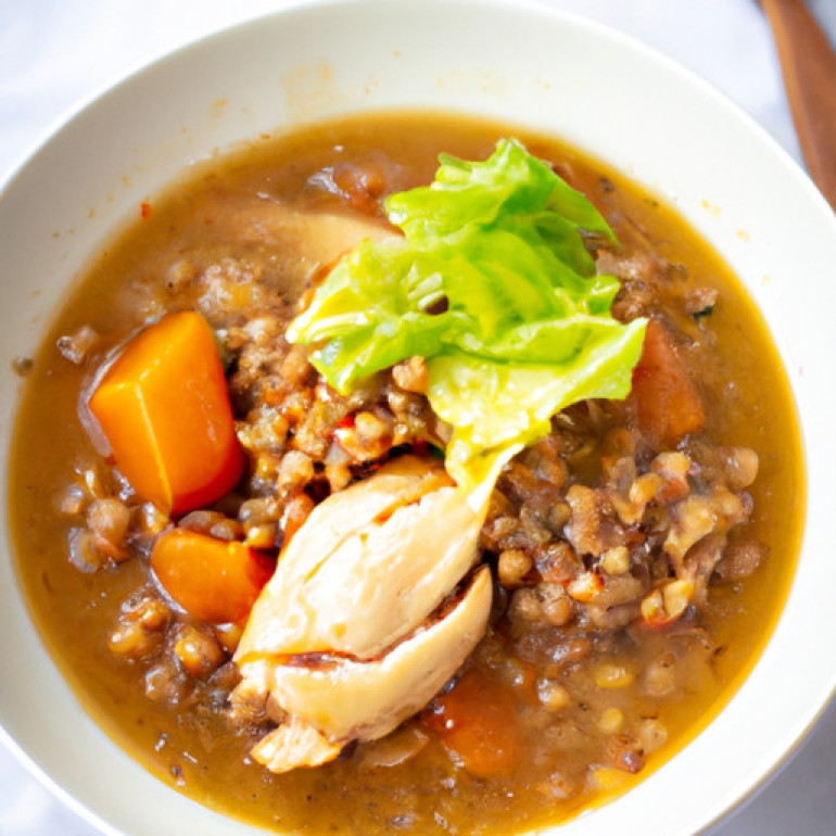 Savory Chicken Lentil Soup with Homemade Miso Infusion