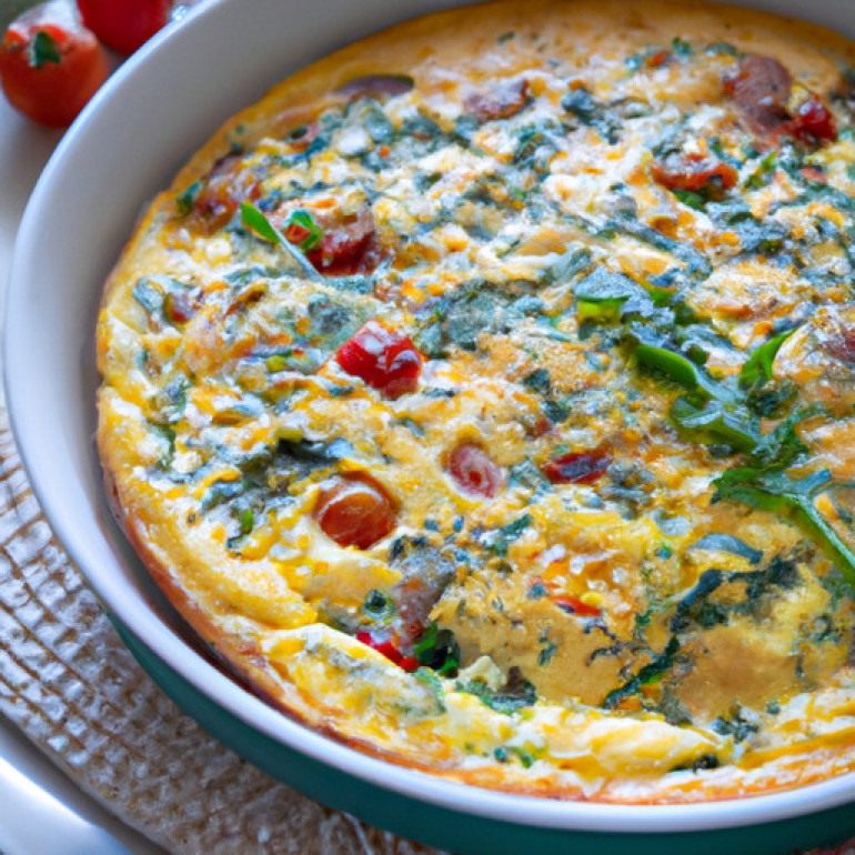Delicious Cheesy Vegetable and Bacon Egg White Frittata