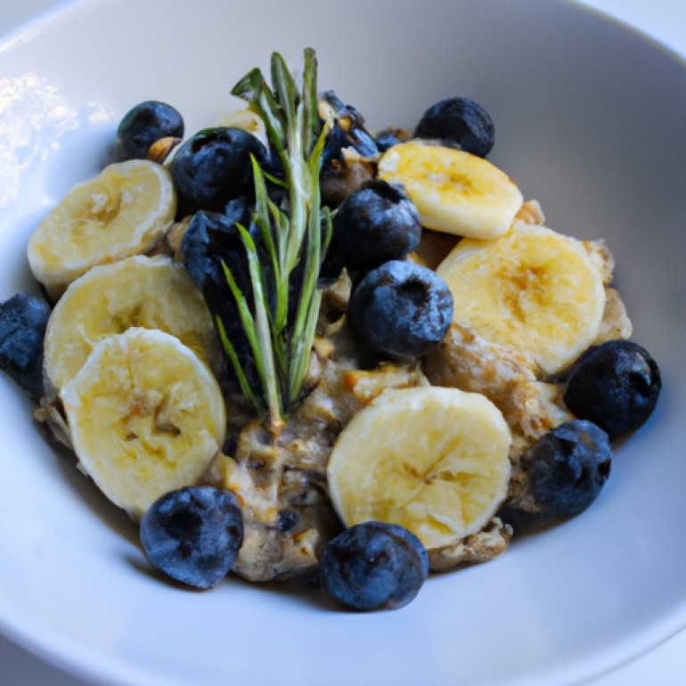 Flavorful Banana Blueberry Oatmeal Infused with Rosemary