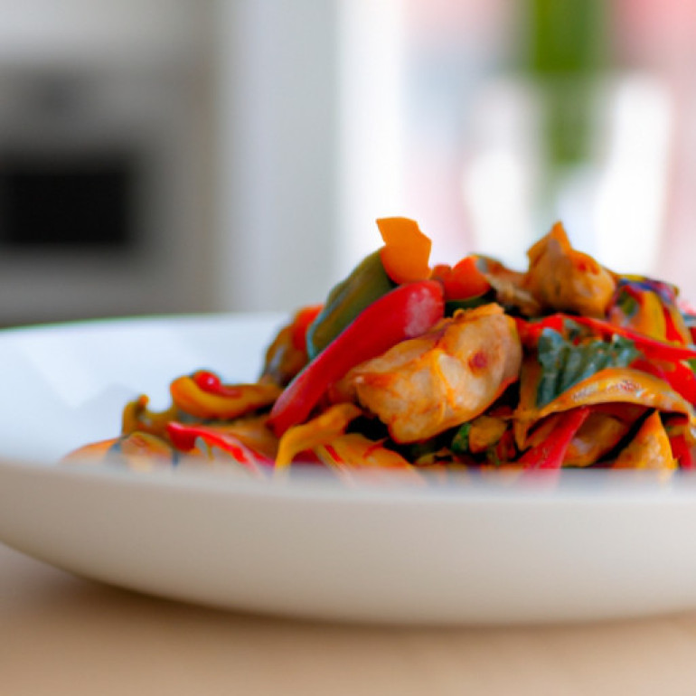 Sizzling Chicken with Red Bell Peppers: A Flavorful Delight