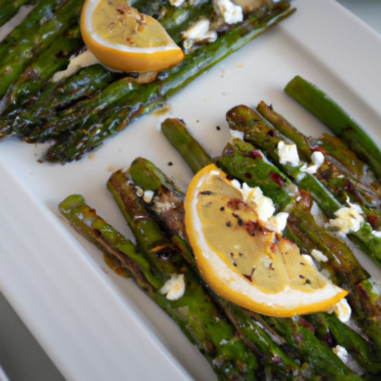 Lemon-Glazed Roasted Asparagus with Creamy Goat Cheese