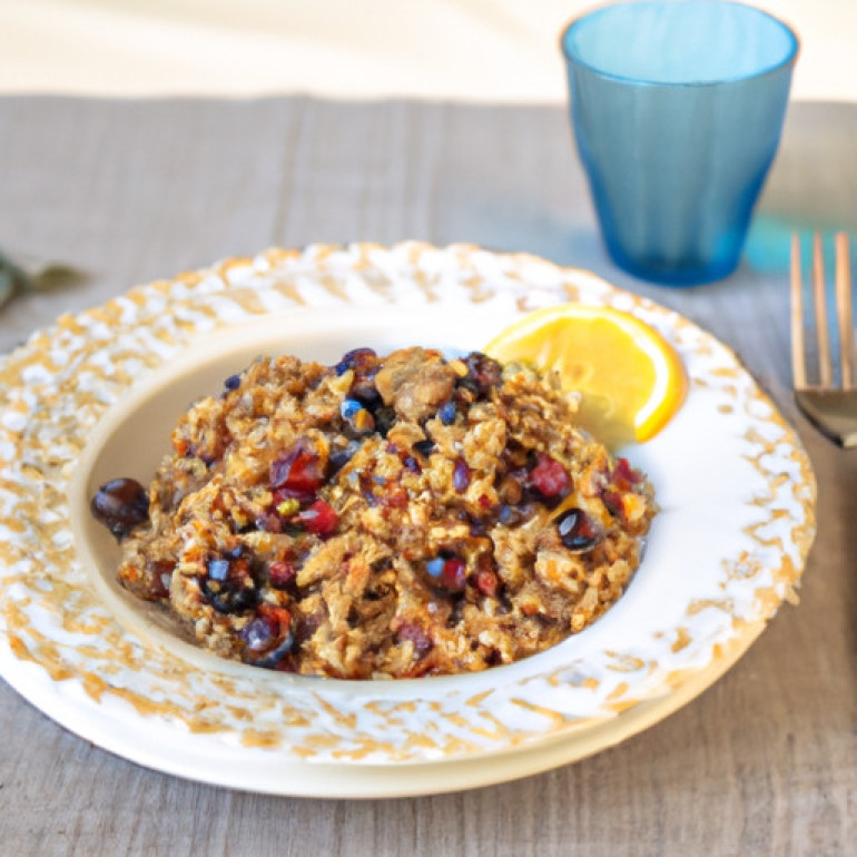 Zesty Quinoa Delight with Chickpeas and Tangy Huckleberries