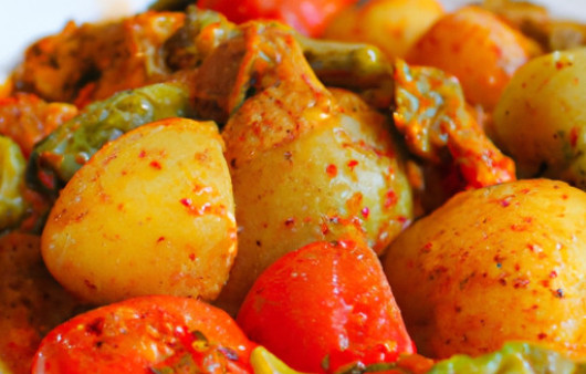 Savory Indian Curry with Bell Pepper, Tomato, and Potato