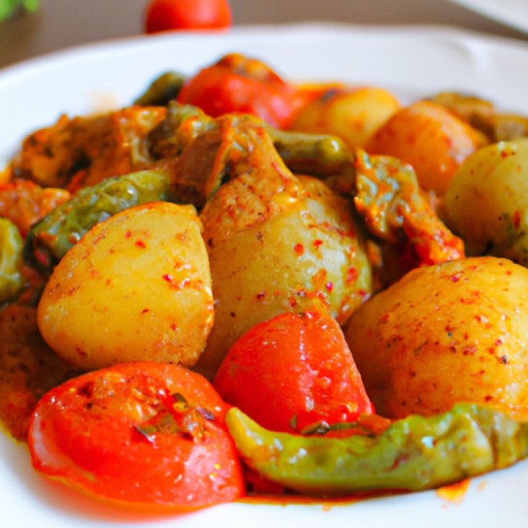 Savory Indian Curry with Bell Pepper, Tomato, and Potato
