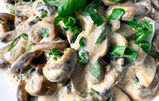 Creamy Basil Mushroom Delight: A Flavorful Woodland Medley