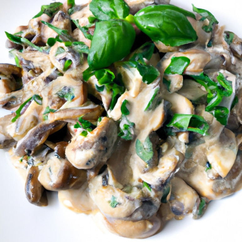 Creamy Basil Mushroom Delight: A Flavorful Woodland Medley