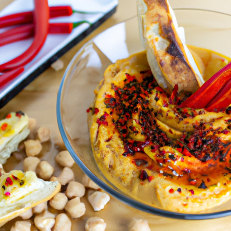 Zesty Three-Pepper Hummus Delight