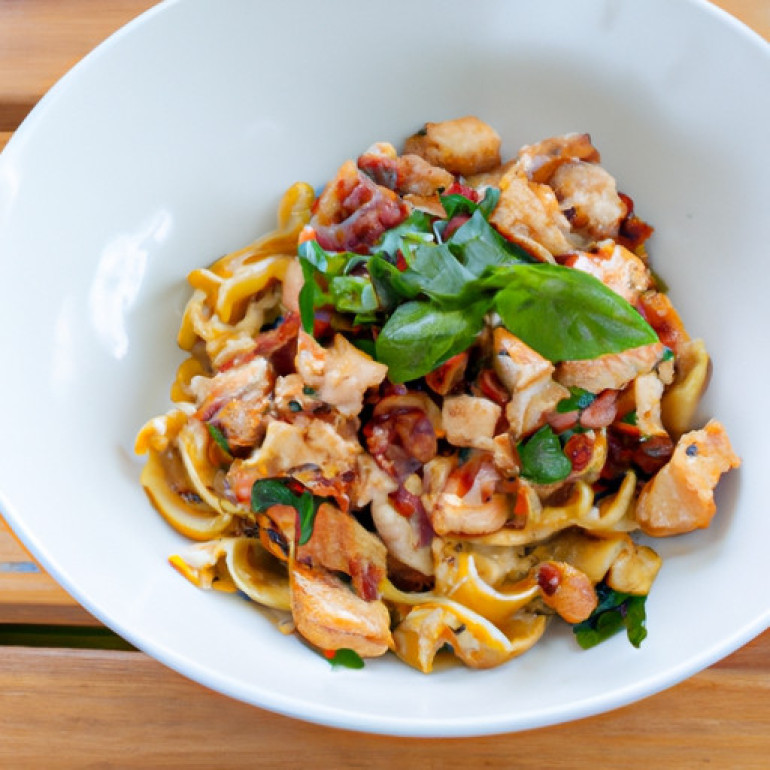 Savory Summer Pasta Delight with Chicken, Bacon & Veggies