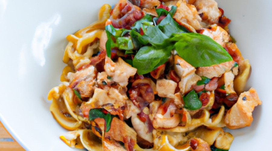 Savory Summer Pasta Delight with Chicken, Bacon & Veggies