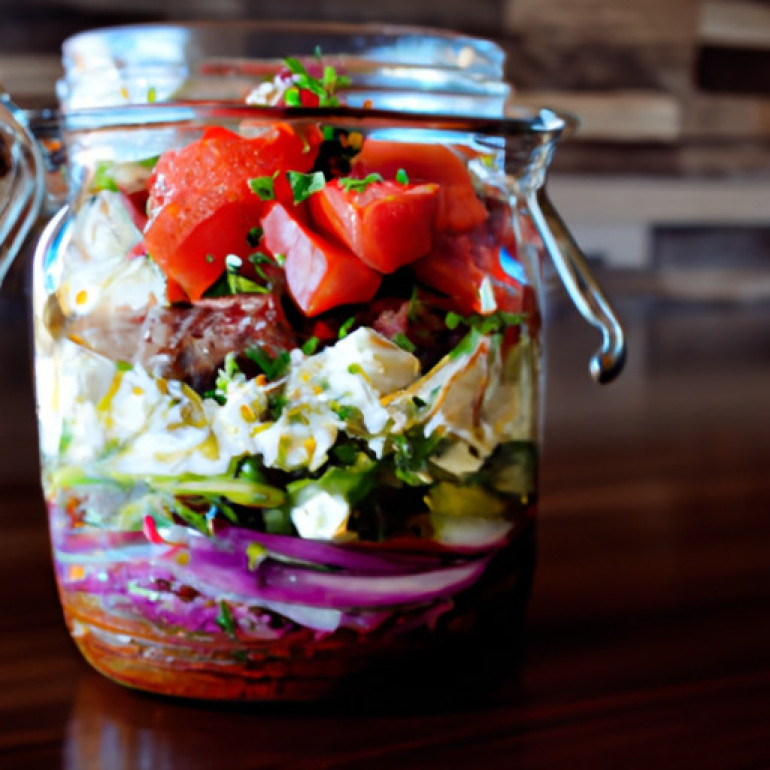 Savor the Ultimate Greek Steak Salad in a Jar