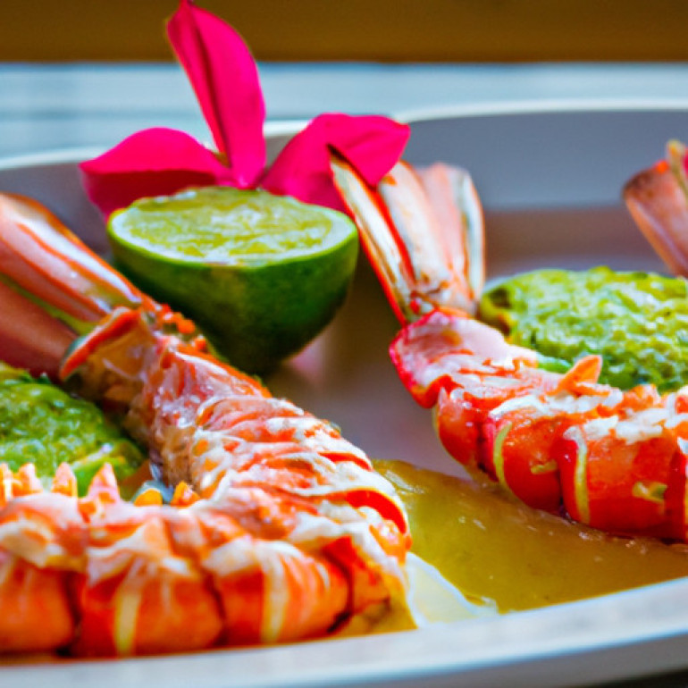 Succulent Pink Shrimp and Lobster Tails with Zesty Key Lime Butter - A Coastal Delight!