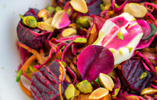 Ultimate Roasted Veggie Salad with Goat Cheese and Pistachio Vinaigrette