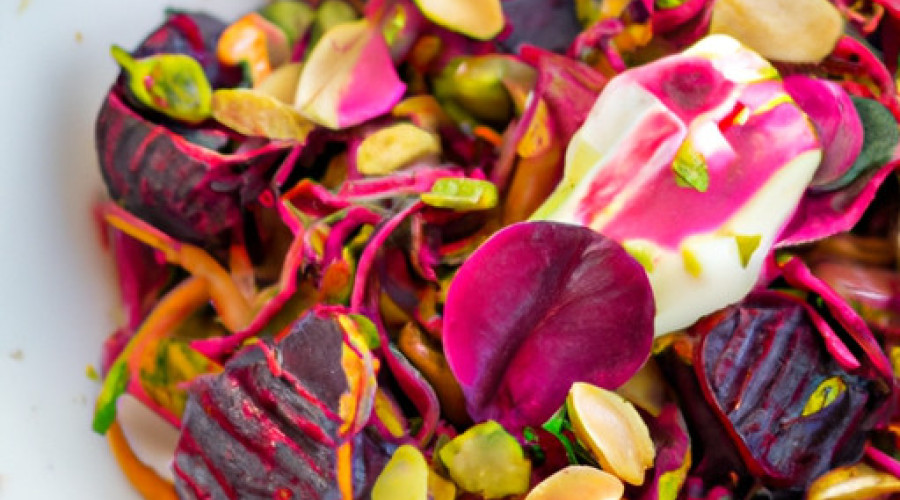 Ultimate Roasted Veggie Salad with Goat Cheese and Pistachio Vinaigrette
