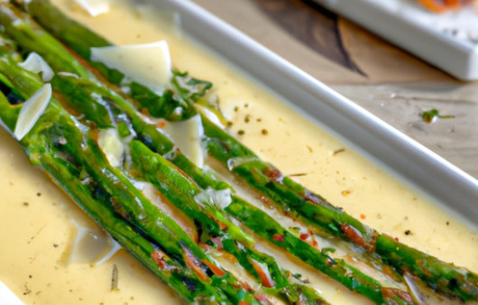 Savory Roasted Asparagus with a Fiery Gouda Drizzle