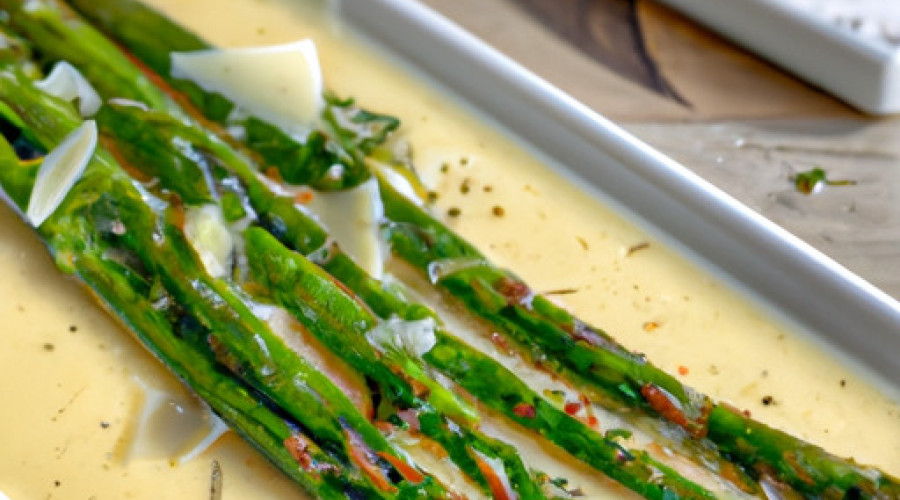 Savory Roasted Asparagus with a Fiery Gouda Drizzle