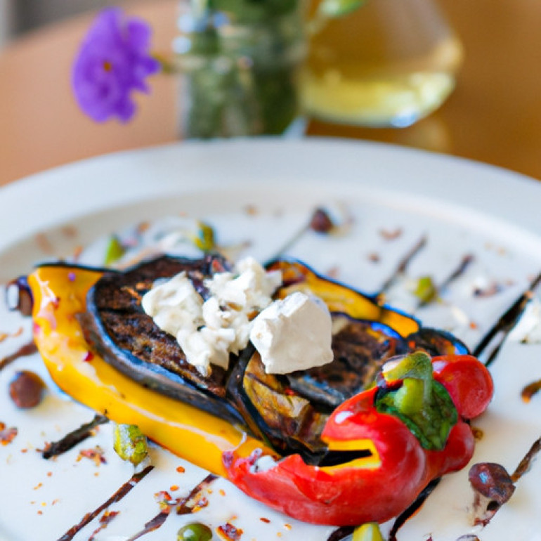 Savory Grilled Eggplant and Peppers Delight with Feta Cheese