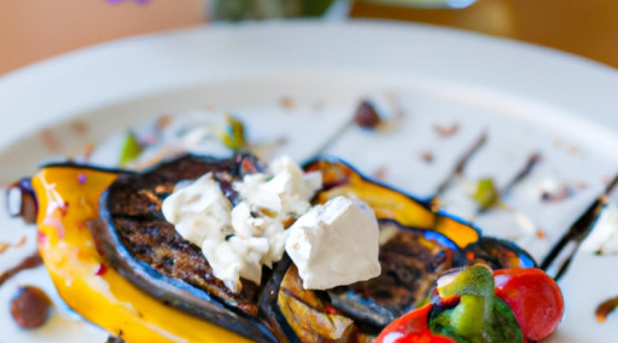 Savory Grilled Eggplant and Peppers Delight with Feta Cheese