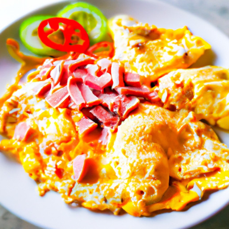 Hearty Ham and Cheese Omelet with a Spicy Twist