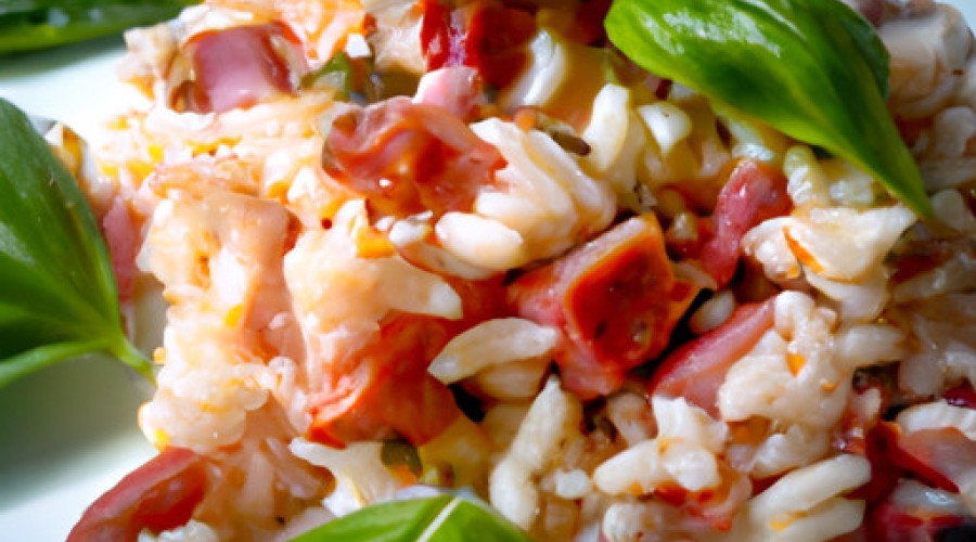 Savory Tomato Basil Rice with Crispy Pancetta: A Delectable Harvest Dish