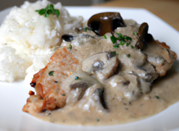 Savory Pork Chops in Creamy Mushroom Sauce with Fragrant Jasmine Rice
