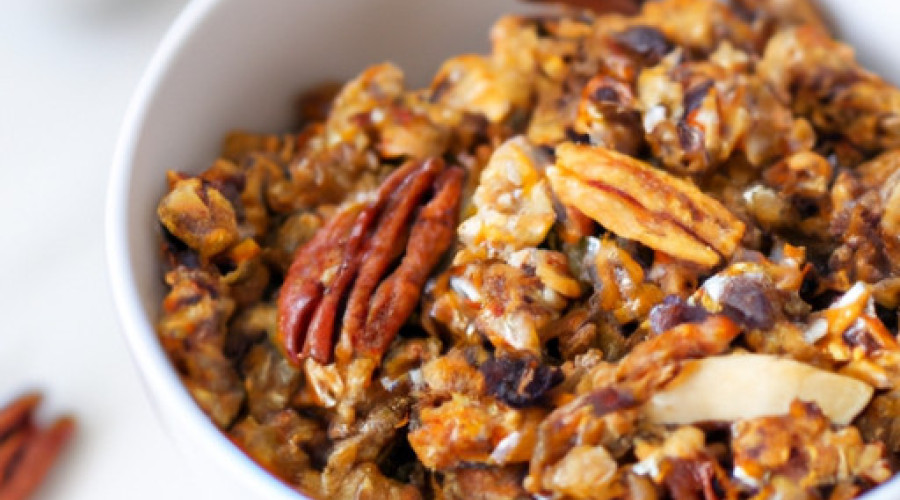 Hearty Maple Pecan Granola Bursting with Dried Fruits