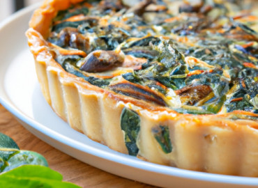 Savory Spinach and Mushroom Quiche Infused with Tarragon