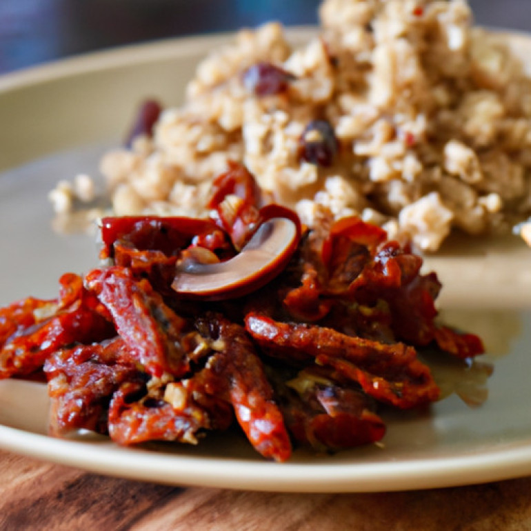 Savory Roasted Pecan Couscous with Sun-Drenched Tomatoes and Earthy Mushrooms