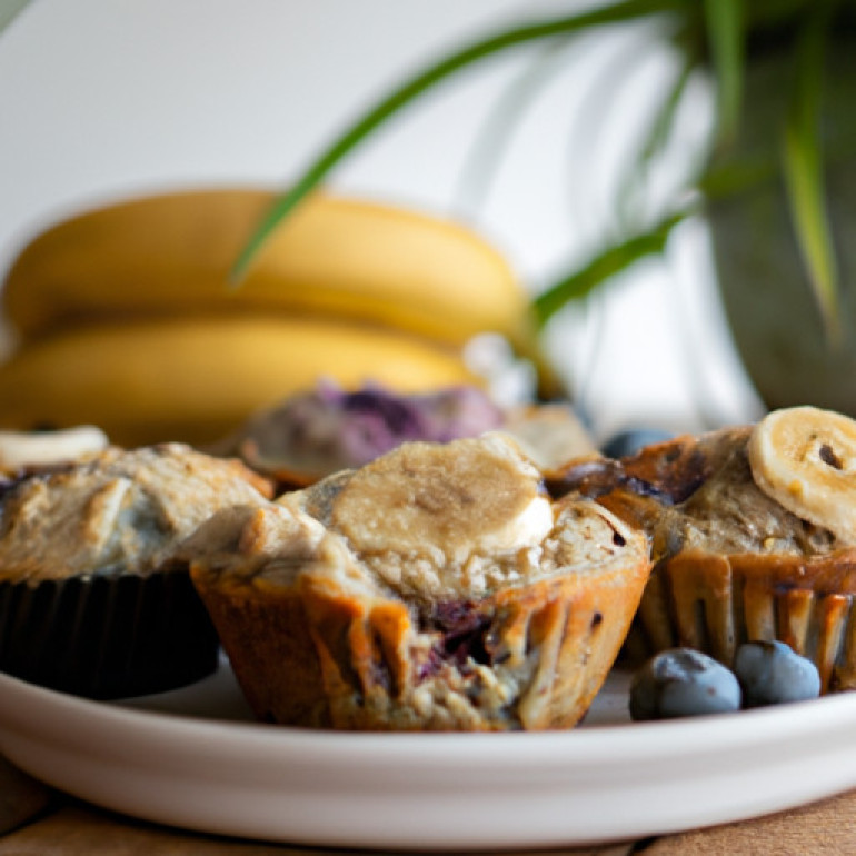 Sumptuous Blueberry Banana Wheat Muffins without Added Sugar