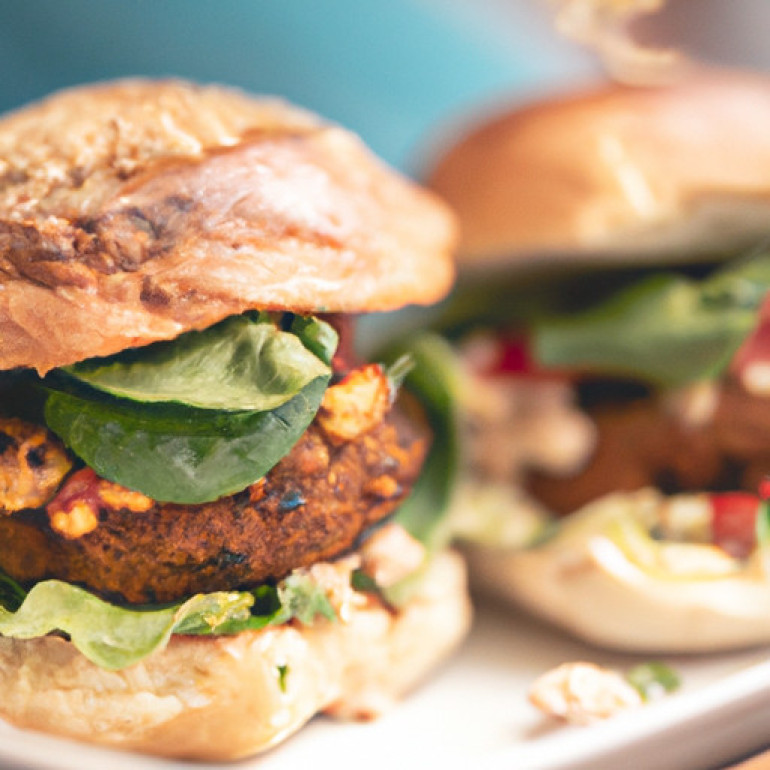 Savory Veggie Burgers with a Mexican Twist