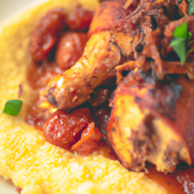 Ultimate Spicy Oven-Fried Chicken: Cheesy Grits with Zesty Chorizo Drizzle