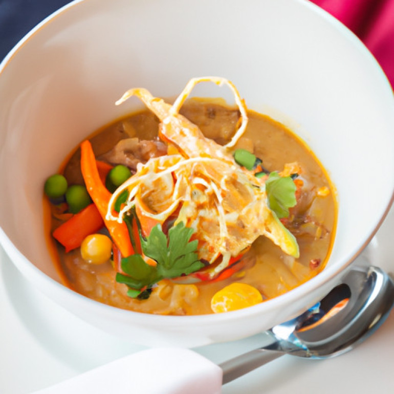 Exotic Fusion Vegetarian Soup: Thai-Indian Flavors