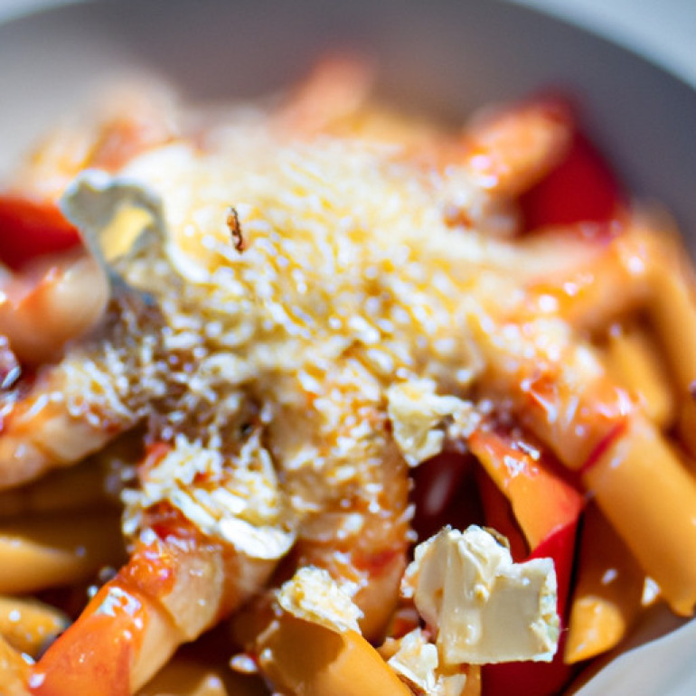 Savory Seafood Delight: Shrimp and Feta Pasta with a Spicy Twist